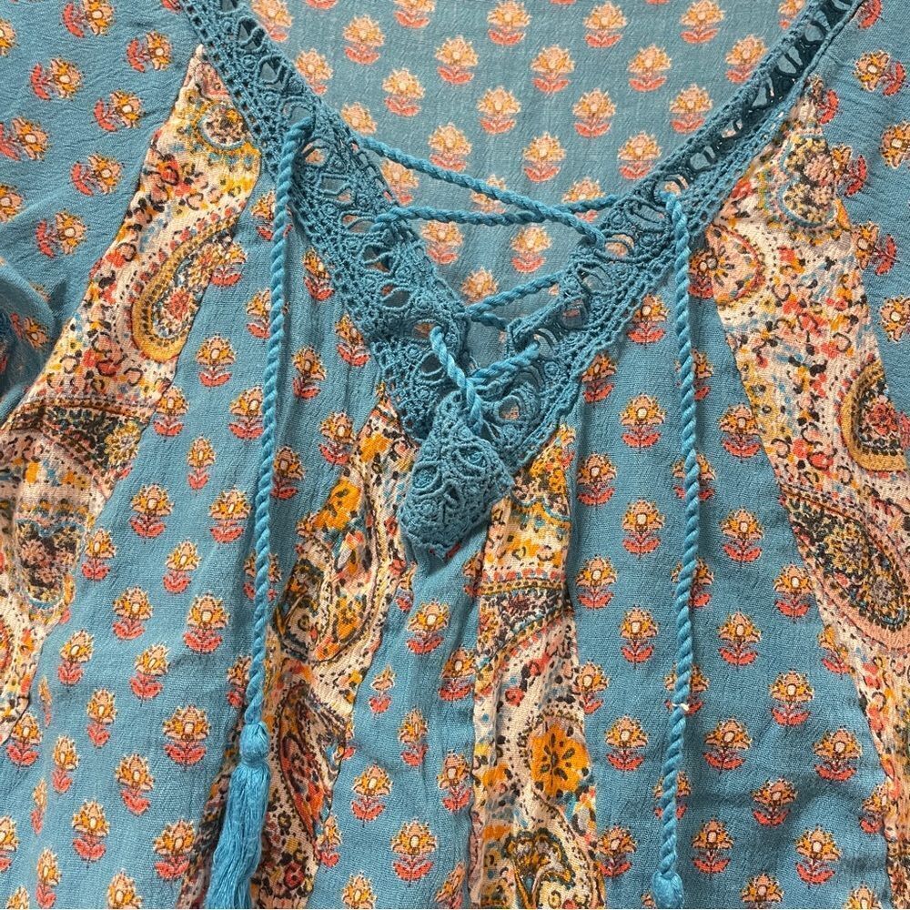 Hollister Boho Blouse Blue Floral - S - Picture 4 of 11